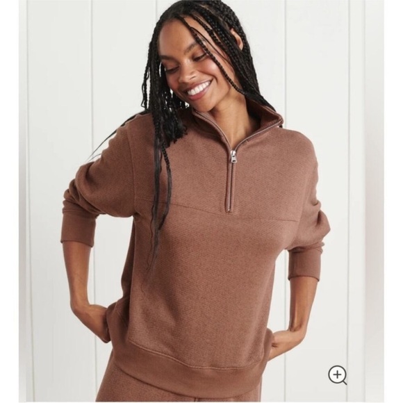 Jenni Kayne Sweaters - Jenni Kayne Half Zip Sweatshirt In Cinnamon Brown Size Large Cotton Viscose